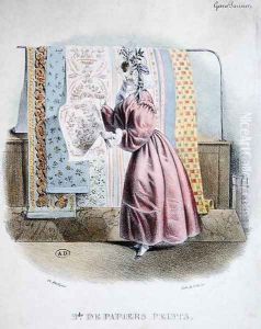Wallpaper Seller, c.1840 by Charles Philipon