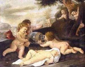Putti in a Landscape by Giovanni Andrea Podesta