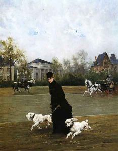 Elegant Lady in the Bois de Boulogne, Paris by Maurice Poirson