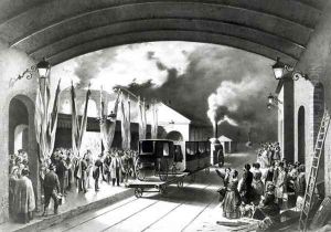 King Louis-Philippe of France departing from New Cross station, Deptford, 1844 by Edouard Pingret