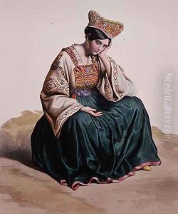 Young girl in Calabrian dress, 1848 by Edouard Pingret