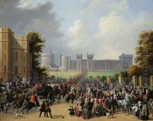 The Arrival of Louis-Philippe 1773-1850 at Windsor Castle, 8th October 1844, 1845 by Edouard Pingret
