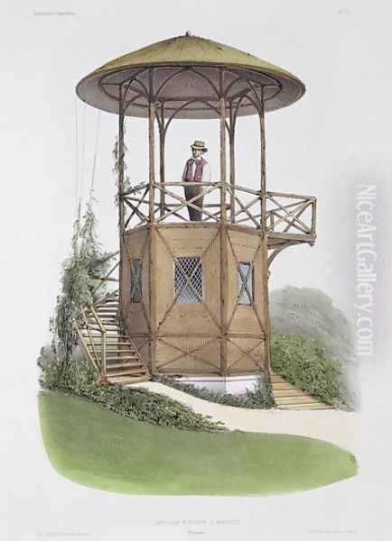 Rustic Pavilion at Marcilly, from Habitations Champetres, engraved by Beaquet Freres, c.1855 - view 1
