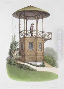 Rustic Pavilion at Marcilly, from Habitations Champetres, engraved by Beaquet Freres, c.1855