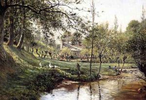 Landscape with Laundress by Ludovic Piette