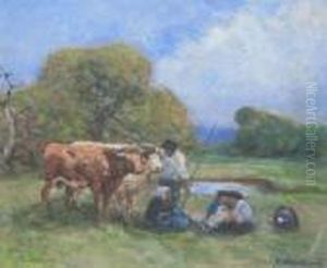  Repos De La Famille Pres Des Boeufs Aux Champs 
