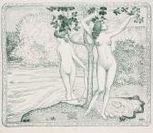 Deux Baigneuses Nues Sous Un Arbre Au Bord De L'eau by Aristide Maillol