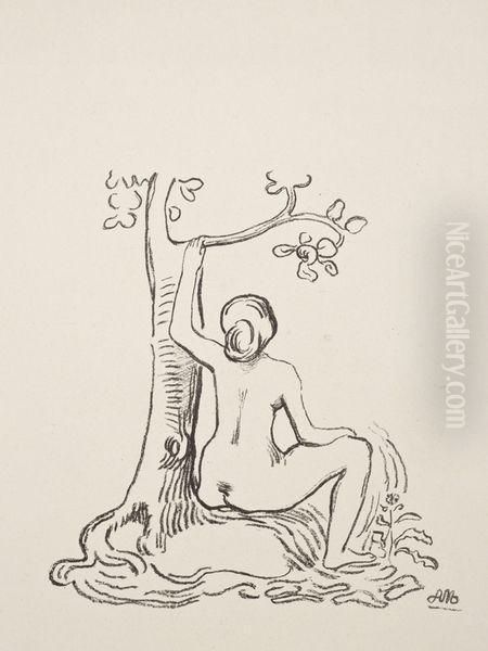 Femme Nue Assise Sous Un Arbre - view 1