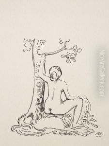 Femme Nue Assise Sous Un Arbre by Aristide Maillol