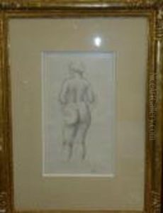 Femme Nue De Dos Tenant Une Echarpe by Aristide Maillol