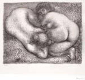 Deux Femmes Dans L'herbe by Aristide Maillol