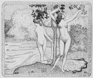 Deux Baigneuses Nues Sous Un Arbre Au Bord De L'eau Deux Baigneuses Nues Sous Un Arbre Au Bord De L'eau