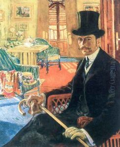 Self-portrait Wearing a Top Hat by Izsak Perlmutter