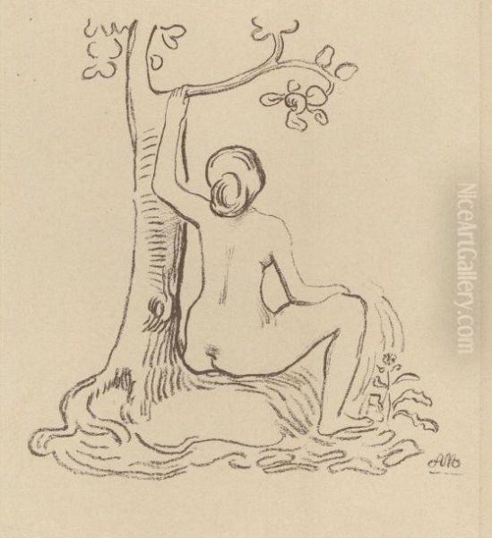 Femme Nue Assise Sous Un Arbre - view 1
