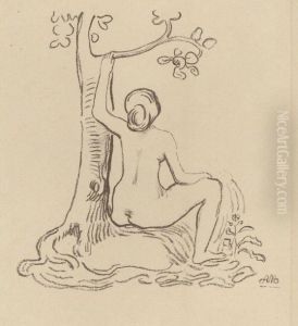 Femme Nue Assise Sous Un Arbre by Aristide Maillol