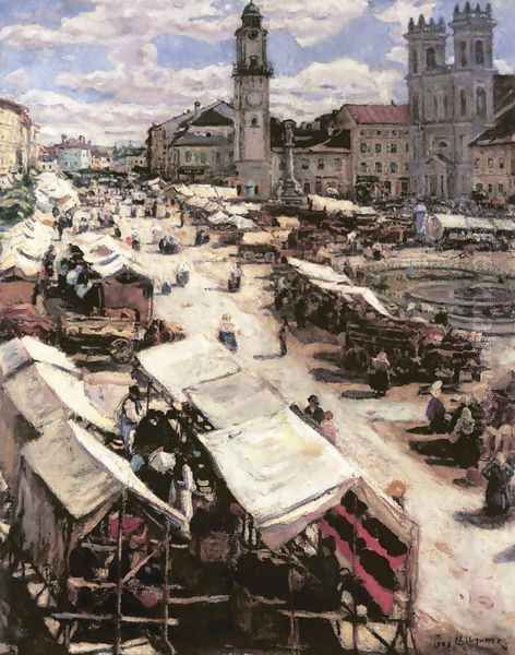 Market at Besztercebanya 1906 - view 1