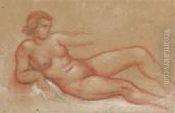 Femme Nue Allongee, De Face - view 1