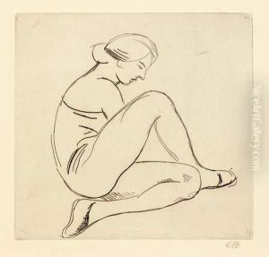 Femme Assise De Profil, A Droite, Un Genou Releve... Femme Assise De Profil, A Droite, Un Genou Releve...