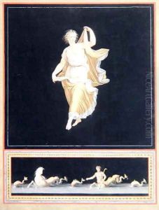 Copy of a Pompeian allegorical painting, a panoramic wallpaper design, c,1790 by Tommaso Piroli