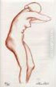 Femme De Profil Nue Debout Penchee En Avant