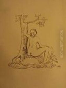 Femme Nue Assise Sous Un Arbre. 1895. by Aristide Maillol