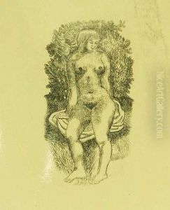 Femme Nue De Dos Tenant Une Echarpe by Aristide Maillol
