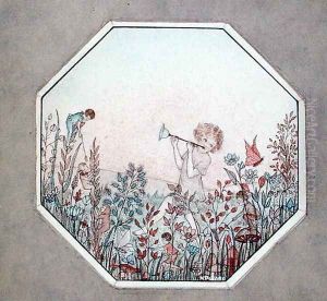 Child with fairies and gnomes by N. Pollard