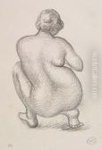 Two Lithographs.
Femme Nue Accroupie, Vue De Dos by Aristide Maillol
