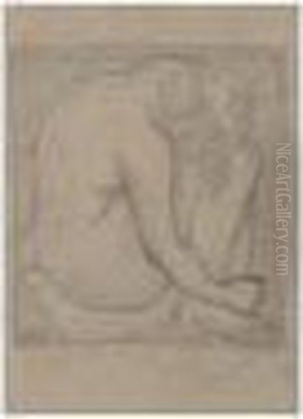 A Female Nude Seated, Turned To The Right. - view 1