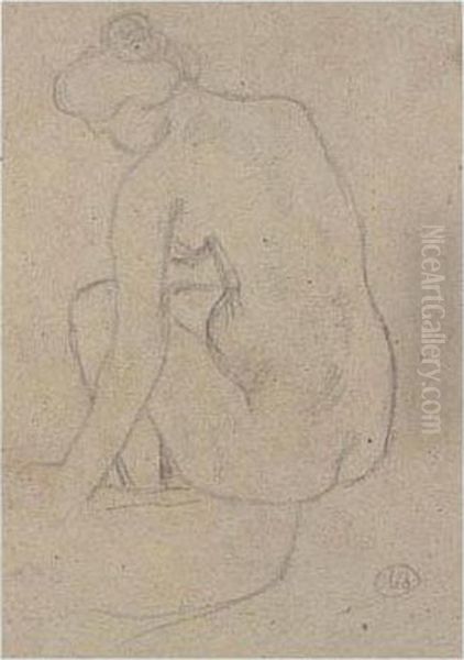 A Female Nude Seated, Turned To The Right. - view 1