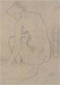 A Female Nude Seated, Turned To The Right. by Aristide Maillol