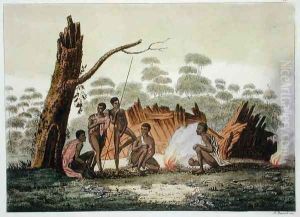 Inhabitants of Loro, New Holland, plate 60 from Le Costume Ancien et Moderne by Jules Ferrario, published c.1820s-30s by Sydney Parkinson