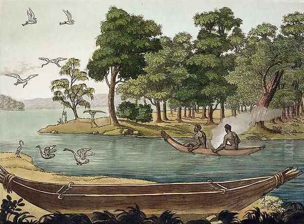 Method of Navigation in New Holland, engraved by F. Fumagalli, illustration from a collection of early 19th Century travel books - view 1