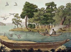 Method of Navigation in New Holland, engraved by F. Fumagalli, illustration from a collection of early 19th Century travel books by Sydney Parkinson