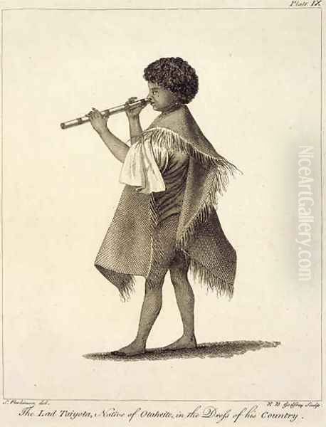 The Lad Taiyota, Native of Otaheite, in the Dress of his Country, engraved by R.B. Godfrey, plate 9 from Journal of a Voyage to the South Seas, pub. 1823 - view 1