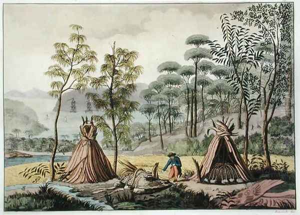 Burial Customs, New Holland, plate 63 from Le Costume Ancien et Moderne, by Jules Ferrario, published c.1820s-30s - view 1