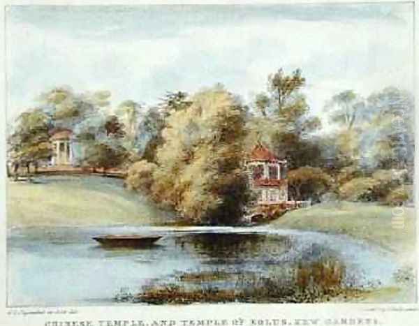 Chinese Temple and Temple of Eolus, Kew Gardens, plate 16 from Kew Gardens A Series of Twenty-Four Drawings on Stone, engraved by Charles Hullmandel 1789-1850 published 1820 - view 1