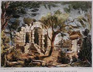 Entrance to the Cave, Richmond Gardens, plate 18 from 'Kew Gardens: A Series of Twenty-Four Drawings on Stone, engraved by Charles Hullmandel 1789-1850 published 1820 by Papendiek, George Ernest