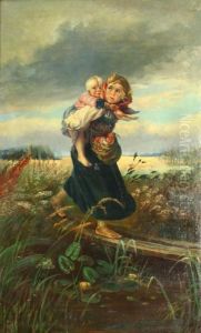 Crossing The Bridge Before The Storm by Konstantin Egorovich Egorovich Makovsky