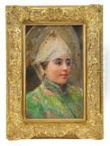 Portrait Of A Girl Wearing A Kokoshnik