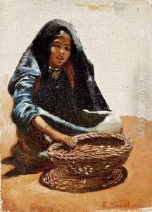 Jeune Femme Orientale Au Panier by Konstantin Egorovich Egorovich Makovsky