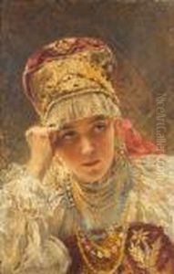 A Young Boyarina by Konstantin Egorovich Egorovich Makovsky
