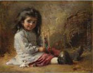 Girl With Toy by Konstantin Egorovich Egorovich Makovsky