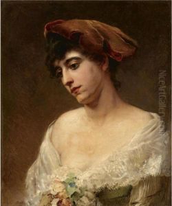 Portrait Of A Lady by Konstantin Egorovich Egorovich Makovsky
