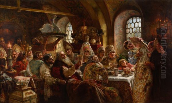 A Boyar's Wedding Feast by Konstantin Egorovich Egorovich Makovsky