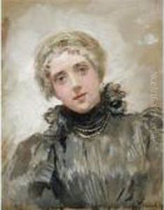 Portrait Of A Lady by Konstantin Egorovich Egorovich Makovsky