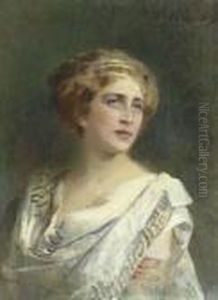 Portrait Of A Lady. by Konstantin Egorovich Egorovich Makovsky