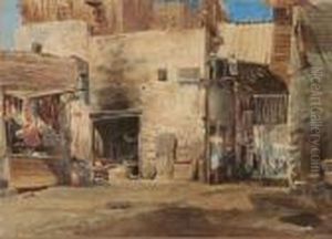 Oriental Street Scene by Konstantin Egorovich Egorovich Makovsky
