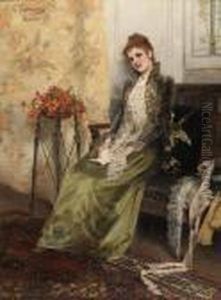 Portrait Of A Woman Reading by Konstantin Egorovich Egorovich Makovsky