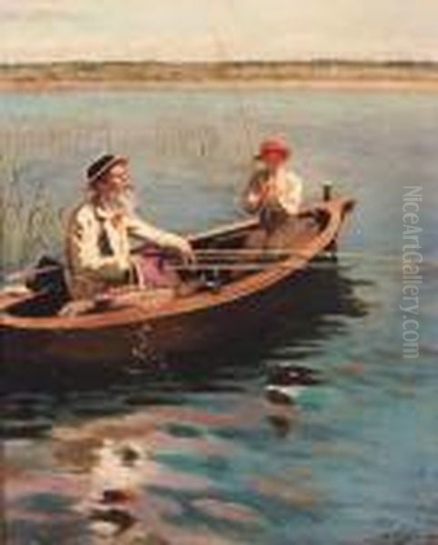 Fishing On A Lake On A Summer's Day - view 1